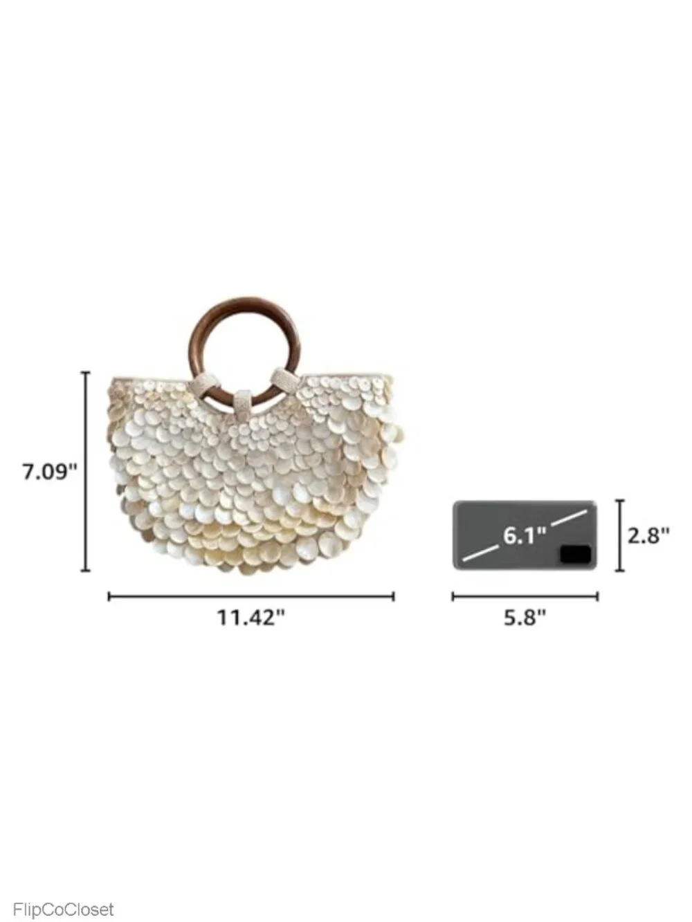 Handmade Shell Beaded Clutch Purse Acrylic Top Handle Evening Bag